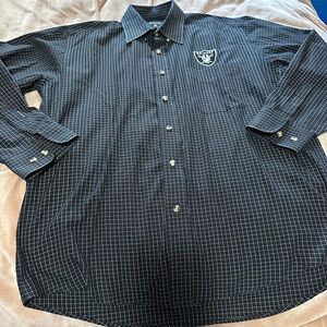 Antigua Black and White Checkered Raiders Men's Shirt M